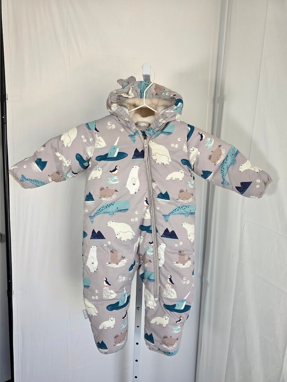 Toddler Polar Animal Snowsuit One-Piece Grey 12-18M